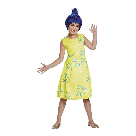 New Inside Out Joy Child Girls Halloween Costume W Wig Medium 7-8 yrs - Picture 1 of 4